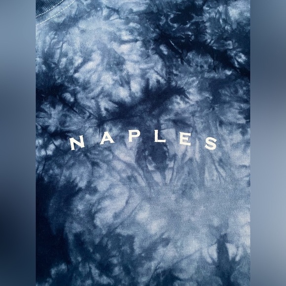 NAPLES Blue White Tie Dye Logo T Shirt in XL - Picture 7 of 7